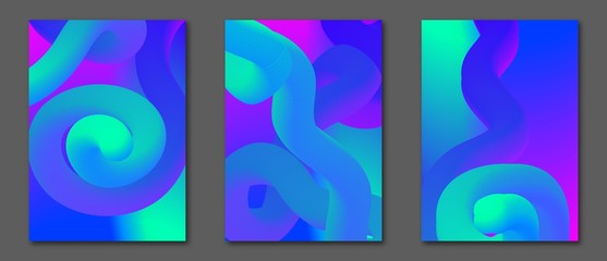 Wave liquid. Collection gradient covers with fluid shapes. Trendy vector illustration EPS10 for Your Design. Creative interweaving. Colorful shapes with flow effect for Flyer, Card, Cover. A4 size.
