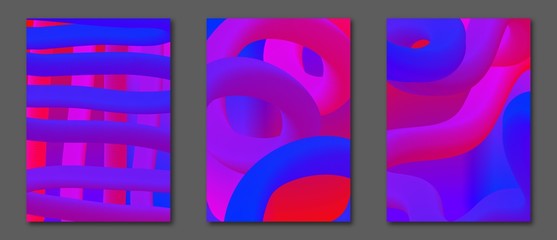 Wave liquid. Collection gradient covers with fluid shapes. Trendy vector illustration EPS10 for Your Design. Creative interweaving. Colorful shapes with flow effect for Flyer, Card, Cover. A4 size.