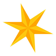 Colorful cartoon 6 point golden star