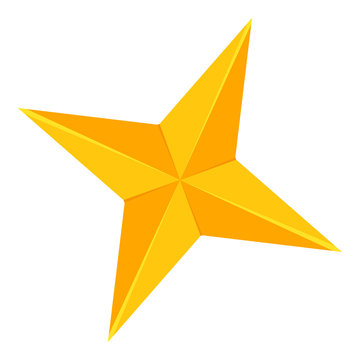 Colorful Cartoon 4 Point Golden Star