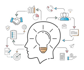 Business plan in thin line icons style