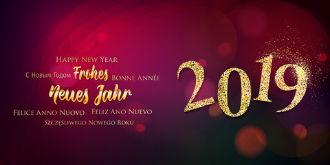 Naklejka premium Neujahrsgruss 2019 - Frohes Neues Jahr