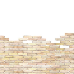Obraz premium Watercolor brick wall isolated on white background