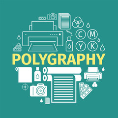 Fototapeta na wymiar Printing polygraphy banner. Vector infographic. Printing elements.