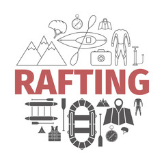 Obraz premium Rafting web banner. Flat icons. Vector illustration.