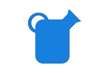 Regadera de color azul sobre fondo blanco.