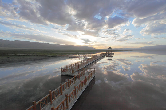 Observation deck, my county super lake in xinjiang