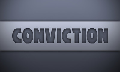 conviction - word on silver background