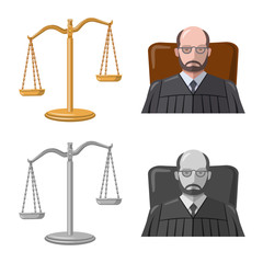 Vector illustration of law and lawyer symbol. Set of law and justice vector icon for stock.