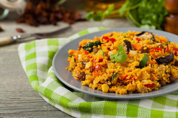 Couscous oriental. Vegetarian dish.