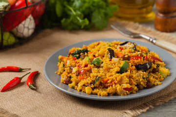 Couscous oriental. Vegetarian dish.