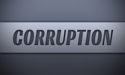 corruption - word on silver background