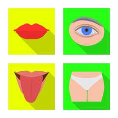 Isolated object of human and part sign. Collection of human and woman stock vector illustration.