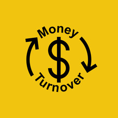Money turnover sign. A dollar icon with circular arrows as a symbol of the exchange of cash flows. Vector illustration flat design. Isolated on background.
