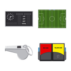 Vector design of soccer and gear sign. Collection of soccer and tournament stock symbol for web.