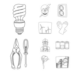 Isolated object of electricity and electric symbol. Set of electricity and energy stock vector illustration.