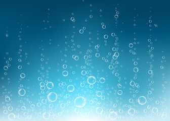 Undersea  blue  fizzing air, water or oxygen  bubbles vector texture.