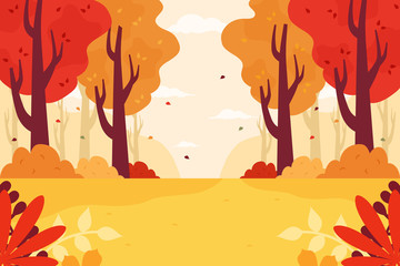 Obraz premium Autumn Forest Background. Flat Design Style.