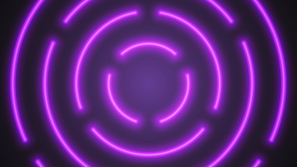 Vector Neon Violet Lighting Tubes in Radial Composition Abstract Minimalist Retro Wave Sci-Fi Technology Background. Realistic 3D Illustration