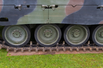 Fototapeta na wymiar tank wheels closeup