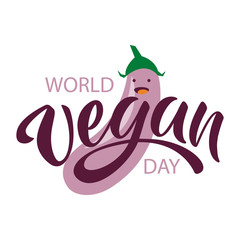 World vegan day typography lettering