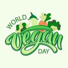 World vegan day typography lettering