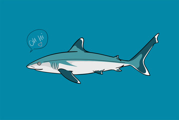Silvertip shark with speech bubble