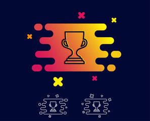 Fototapeta na wymiar Award cup line icon. Winner Trophy symbol. Sports achievement sign. Gradient banner with award trophy line icon. Abstract shape. Vector