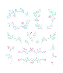Floral set of vignettes