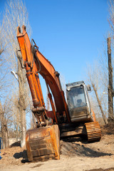 Fototapeta na wymiar Close-up of a construction site excavator