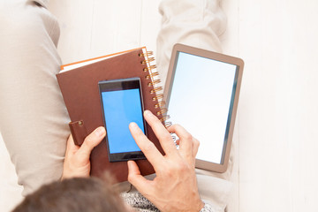 woman hand hold mobil phone blank person smartphone
