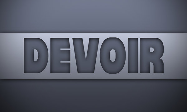 devoir - word on silver background
