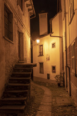 Obraz premium Malesco, Italy: the old town by night