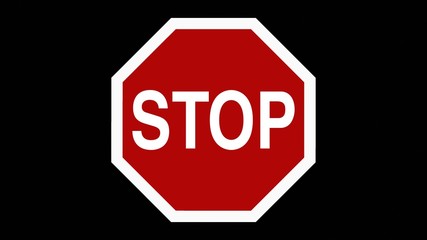 A simple octagonal stop sign, white characters, red shape.
