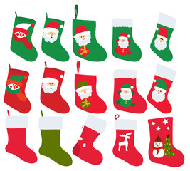 vector, isolated, set, sock for gifts