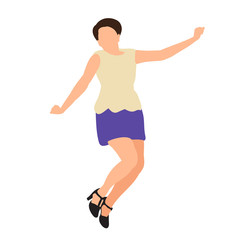 vector, isolated, flat style girl jumping, happy