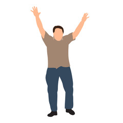 isolated, flat style man rejoices
