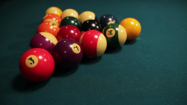 Billiard break side close up
