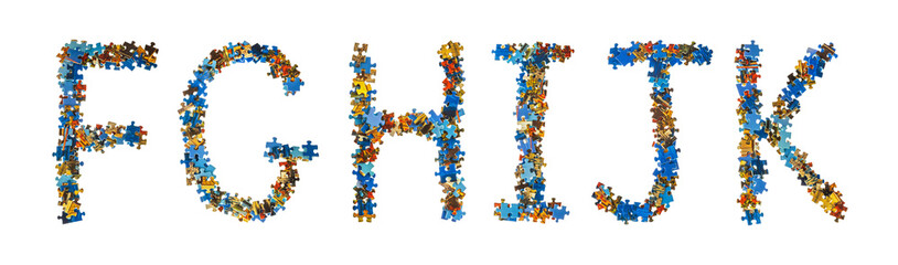 Alphabet made of puzzle pieces - education concept