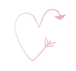 pink vector delicate heart in the form of an arrow. pastel colors fashionable gradient. Cupid's arrow. Valentine's Day. symbol.