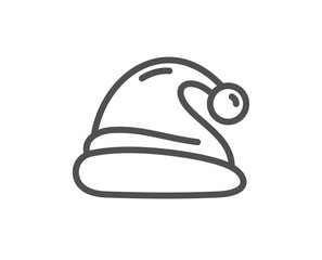 Santa hat line icon. Christmas or New year sign. Claus symbol. Quality design element. Classic style santa hat. Editable stroke. Vector