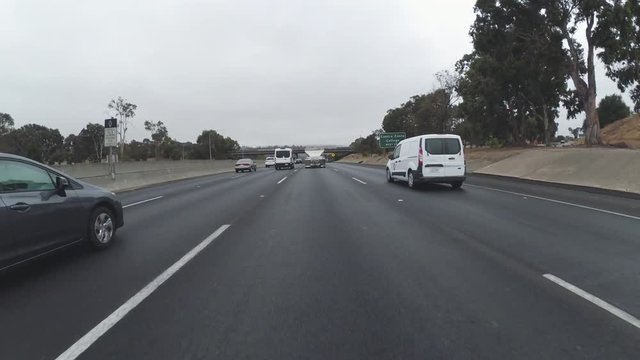 Time-lapse, merge and driving on Interstate 80, San Francisco Bay Area