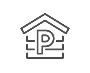 Parking line icon. Car park sign. Transport place garage symbol. Quality design element. Classic style. Editable stroke. Vector