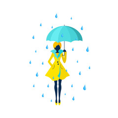 Girl with umbrella under rain