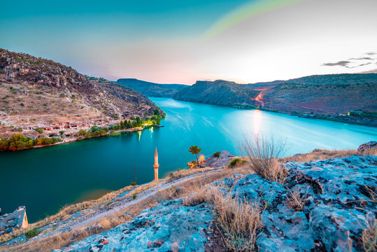Landscape view of old Halfeti Town in Sanliurfa