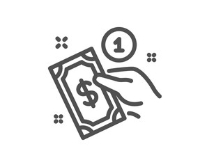 Payment method line icon. Give cash money sign. Quality design element. Classic style payment. Editable stroke. Vector
