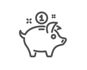 Saving money line icon. Piggy bank sign. Quality design element. Classic style saving money. Editable stroke. Vector