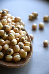 Fresh lotus seeds piled.