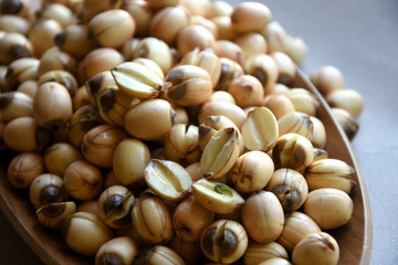 Fresh lotus seeds piled.