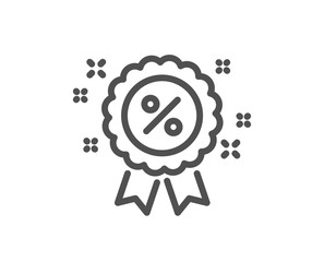 Discount award line icon. Sale shopping medal sign. Clearance symbol. Quality design element. Classic style. Editable stroke. Vector